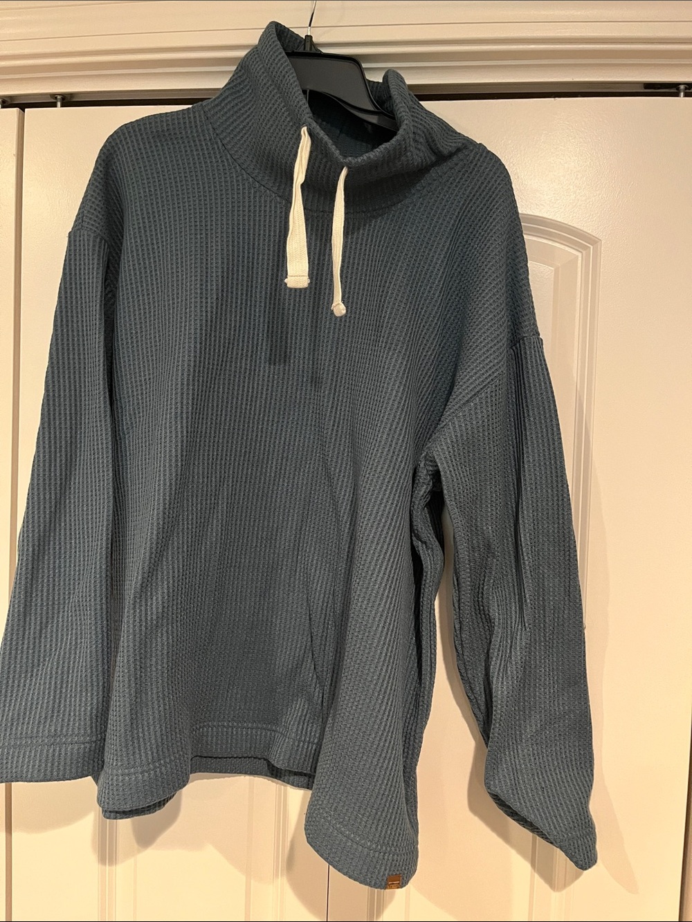 L.L. Bean womans Waffle Funnel Neck Pullover - Slate